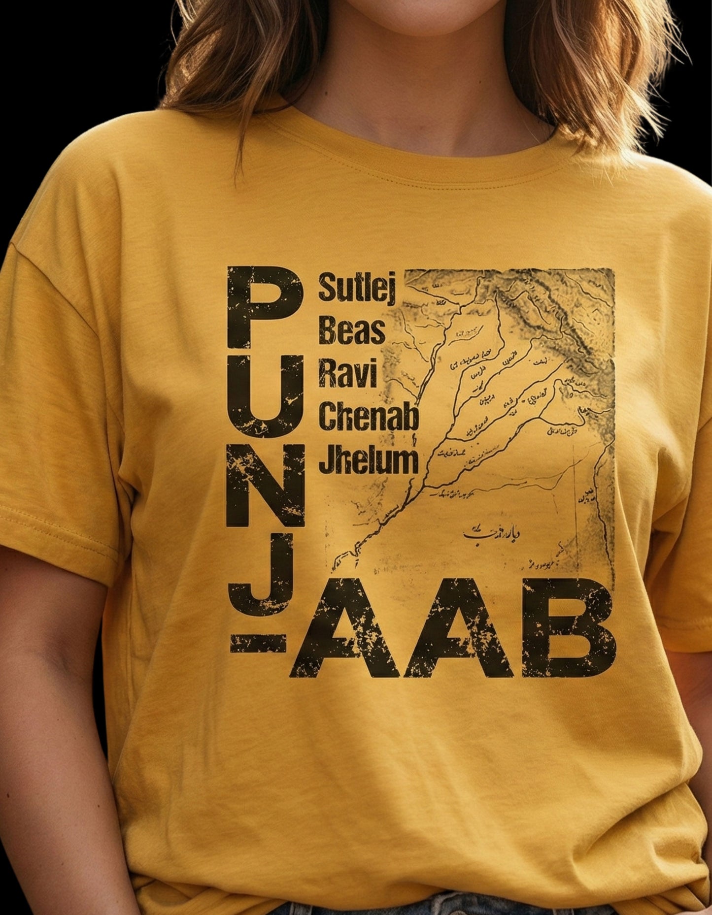 Panj-Aab (The Land of Five Rivers) - Premium Graphic T-Shirt