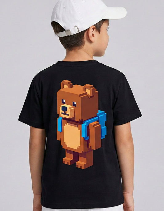 Pixel Bear Gamer T-Shirt - Black Back Print