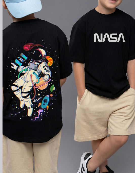 NASA Streetwear Tee - Black Relaxed Fit with Graphic Back Design