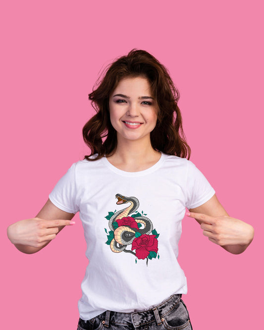 Serpent Bloom Edition – Snake & Red Roses Graphic Tee