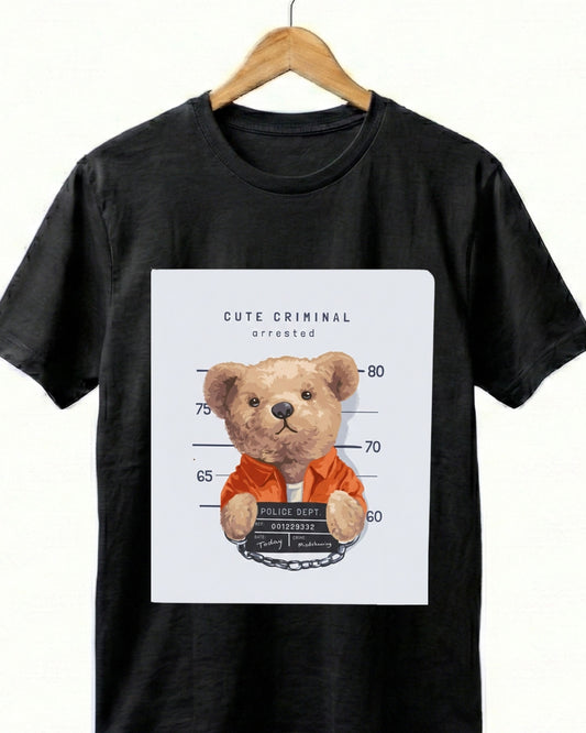 Cute Criminal Teddy Bear Graphic T-Shirt | Unisex Cotton Tee