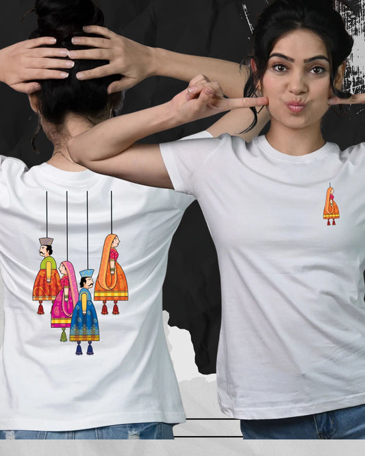 Graphic Printed White T-Shirt - Traditional Vibes