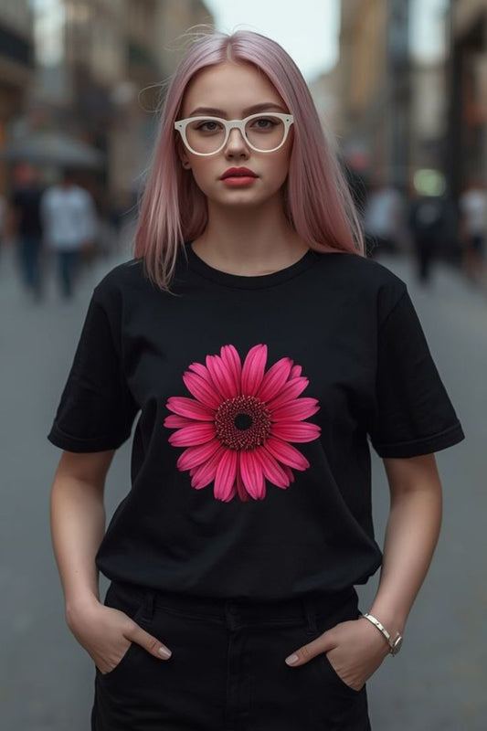 Pink Bloom Graphic T-Shirt - Trendy & Minimalist