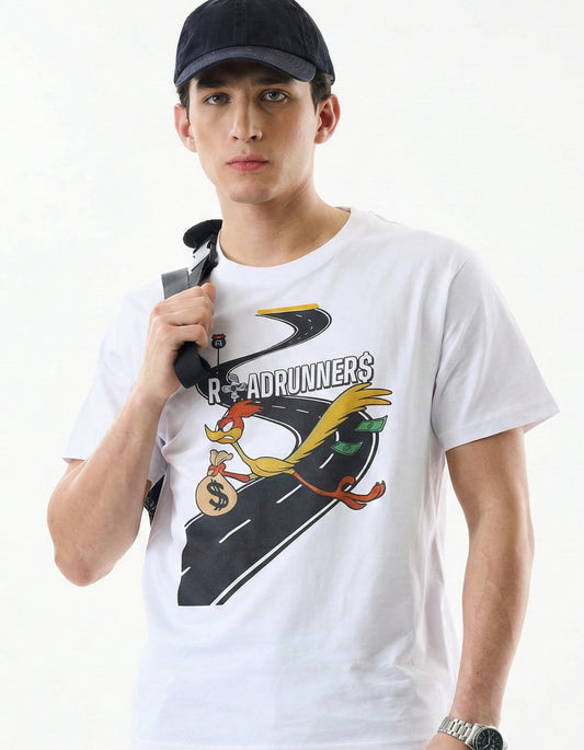 Road Runner "Speedster" Graphic Print White T-Shirt | Classic Looney Tunes Tee