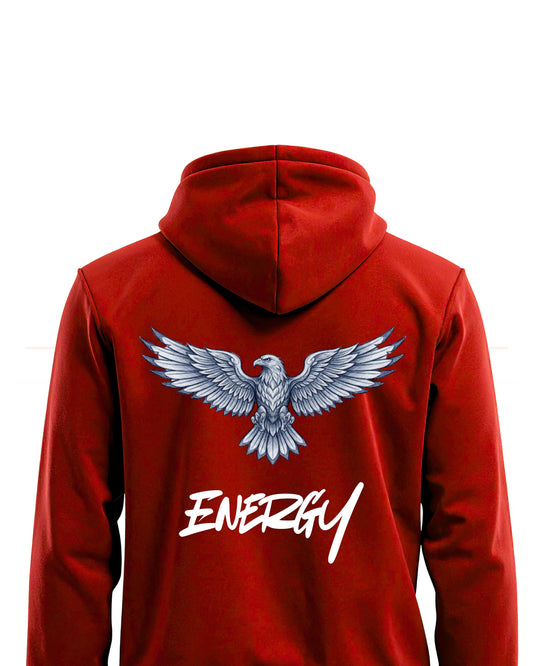 Energy Eagle Graphic Printed Red Hoodie